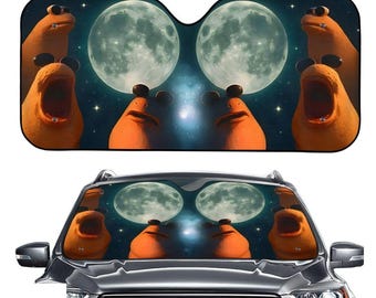Funny Marcus The Worm Car Sunshade, Cartoon Space Windshield Cover, UV Protection Auto Sun Shade, I'm Mildly Irritated Meme, Brain Rot