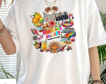 Sunshine All Day Shirt, Tropical Vacation T Shirt, Retro Summer Vintage Shirt, Tropical Escape Tee, Beach Unisex Shirt for Men Women