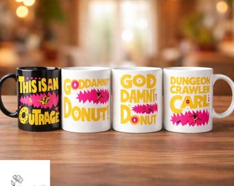 This Is An Outrage 15oz Coffee Mug, Princess Donut Cup, Dungeon Crawler Funny Fantasy Cat Cup, Sci Fi Reader Gift, Book 11oz Ceramic Mug