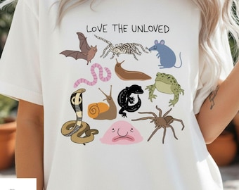 Love The Unloved Shirt, Cute Creepy Animal Tee, Snake Spider Bat Frog Shirt, Funny Weird Animal Women Tee, Introvert Nature Mom Shirt