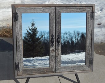 Rustic Reclaimed Medicine Cabinet With Mirror Barnwood Etsy