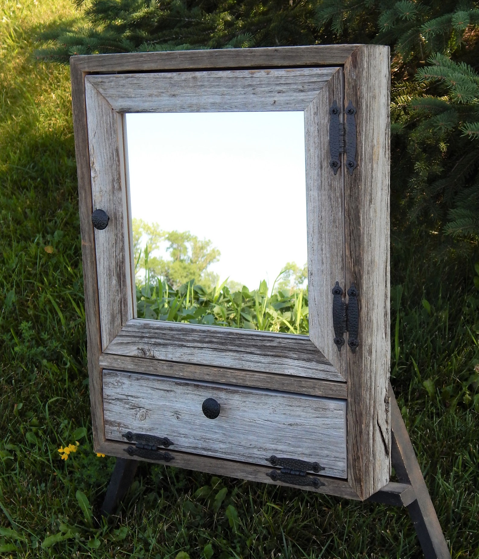 Custom Made wall Mount Barnwood Medicine With Drop Etsy