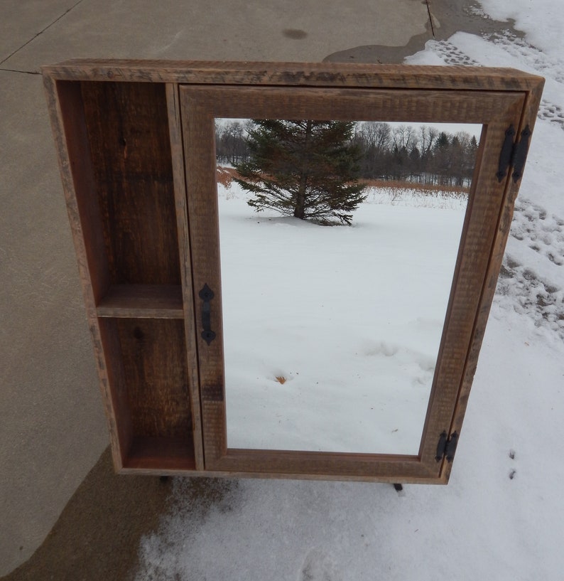 Custom Made Wall Mount Barnwood Medicine with Side Etsy