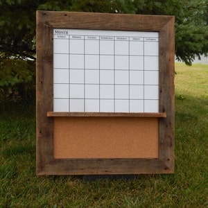 Custom Made Barnwood Framed Magnetic Calendar Corkboard Message Center