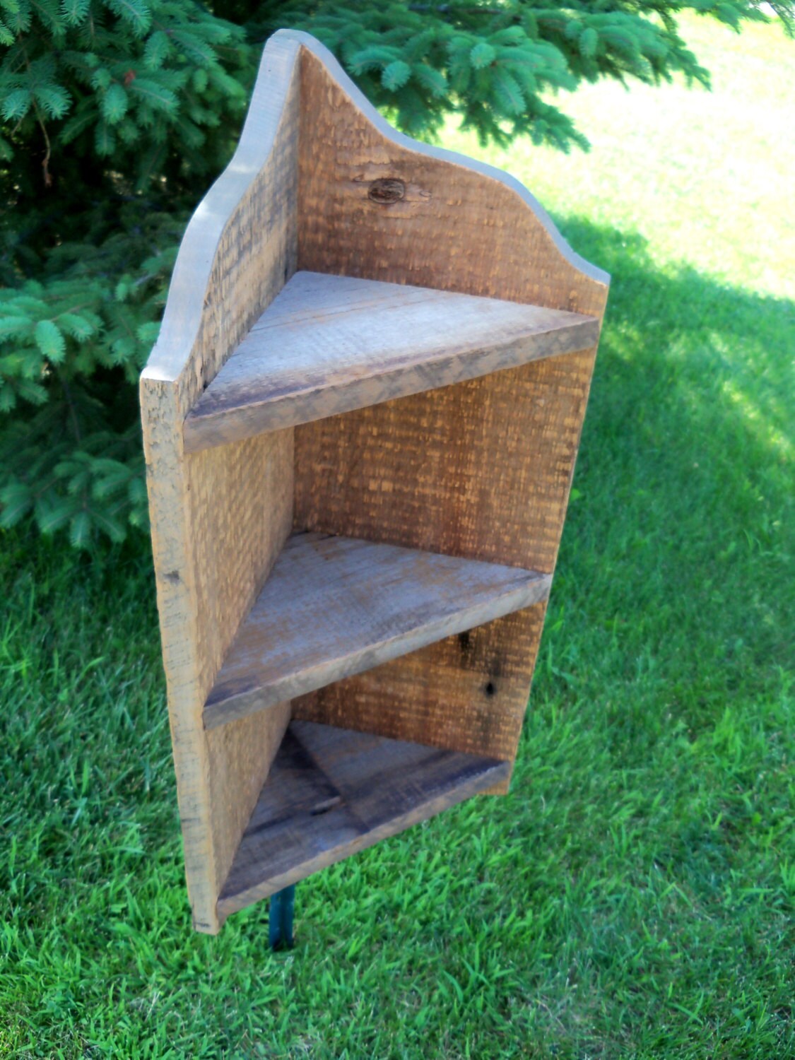 Custom Made Barnwood Corner Shelf 31 Inches Tall 3 Shelves Etsy