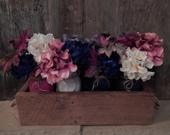 Barnwood Flower Box Centerpiece: Distressed Mason Jars, Rustic Decor