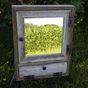 Made to Order--Wall Mount Barnwood Medicine Cabinet with drop down door, Barnwood Medicine Cabinet, Surface Wall Cabinet, Medicine Cabinet
