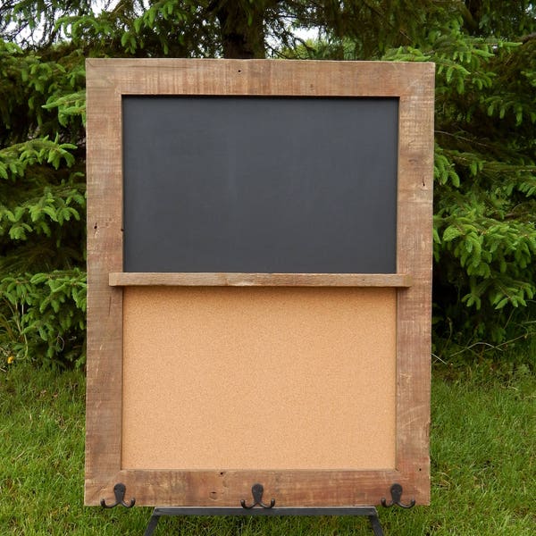 CUSTOM MADE -- Barnwood Framed Message Center with Chalkboard, Dry Erase Board and Corkboard Combination