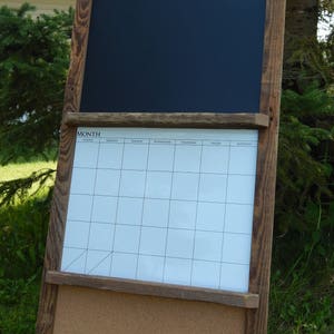 Custom Barnwood Framed Message Center: Magnetic Calendar, Chalkboard & Corkboard