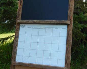 CUSTOM MADE -- Barnwood Framed Message Center with Magnetic Dry Erase Calendar, Dry Erase or Chalkboard and  Corkboard