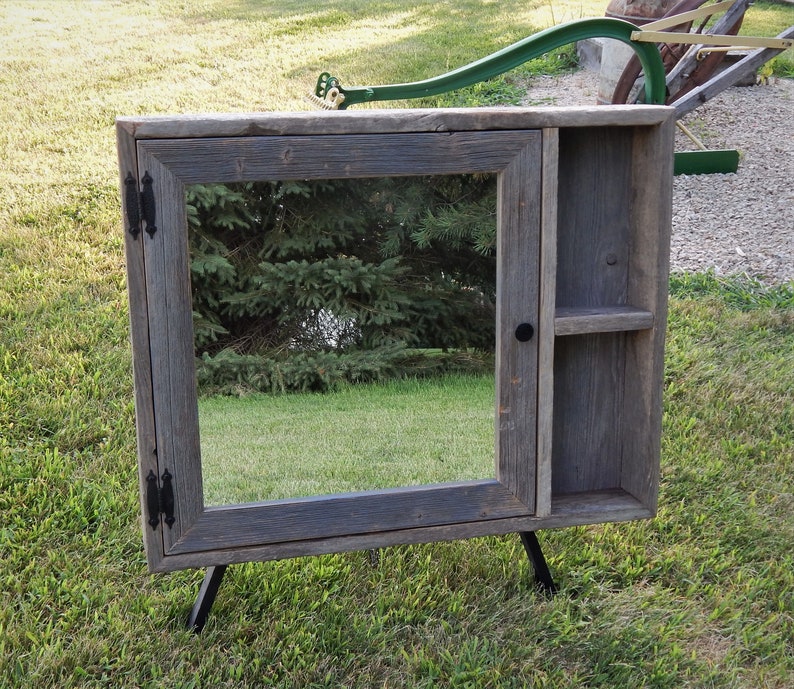 Custom Made Wall Mount Barnwood Medicine with Side Etsy