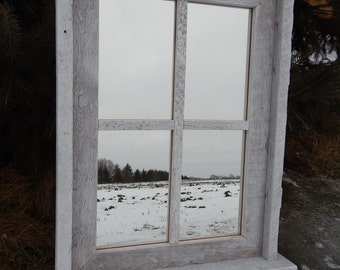 Custom Made Barnwood Framed Mirror with Shelf and Hooks