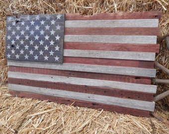 American Rustic Barnwood Flag,Weathered Flag, Weathered Barnwood Flag, US Flag, United States Flag, American Flag, Red, White, Blue Flag