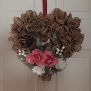 Rustic Farmhouse Heart Wreath, Heart Wreath, Valentine Wreath, Rustic Wreath, Flower Wreath, Heart Shaped Wreath, Rose Wreath, Farmhouse