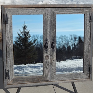 Made To Order - Wall Mount Barnwood Double Door Medicine Cabinet, Two Door Medicine Cabinet, Barnwood Medicine Cabinet,Surface Mount Cabinet