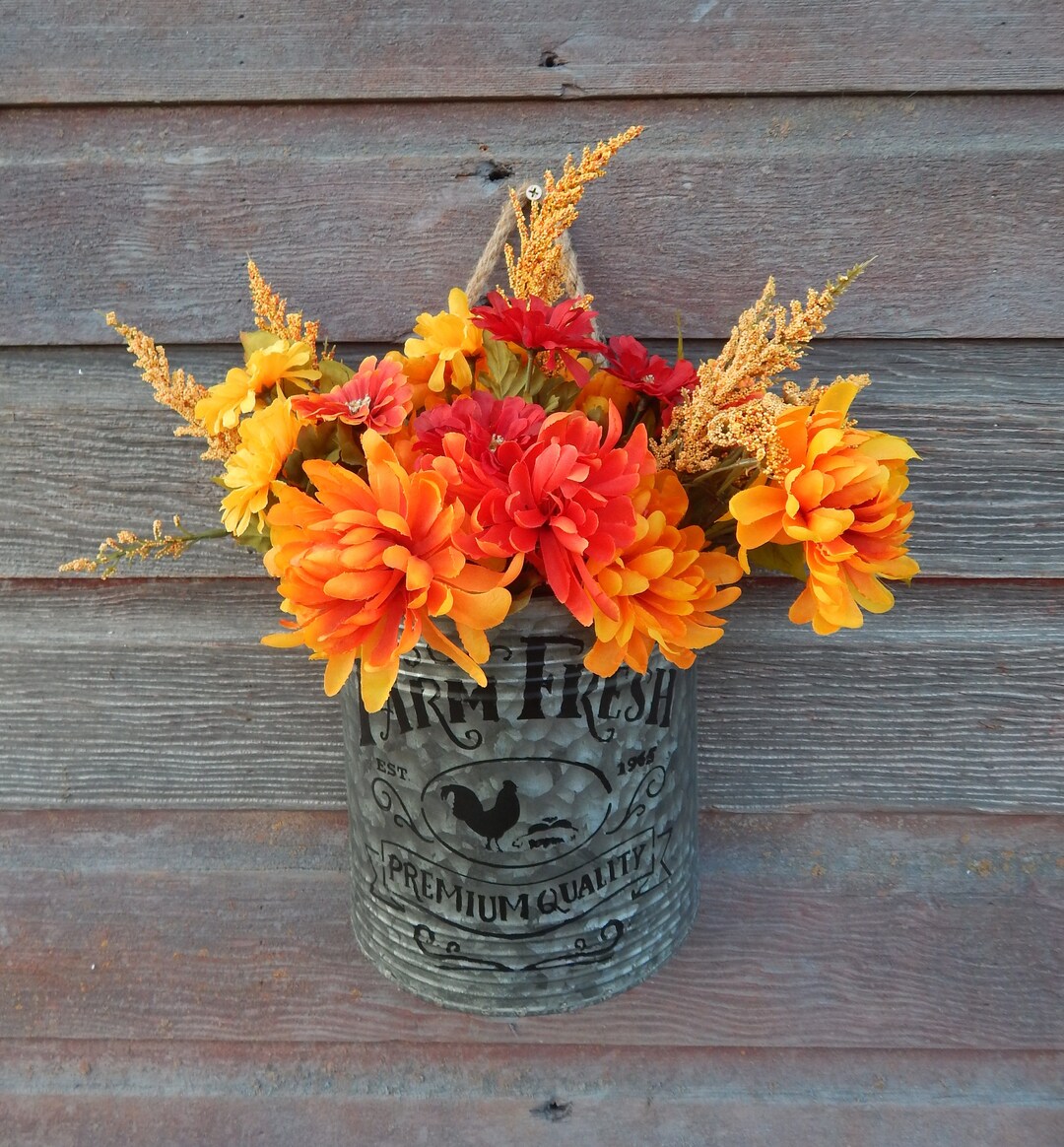 Rustic Farmhouse Galvanized Tin With Flowers Farmhouse Wall Etsy