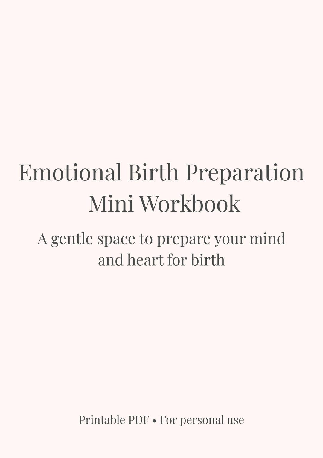 Emotional Birth Preparation Workbook | Gentle Birth Affirmations ...