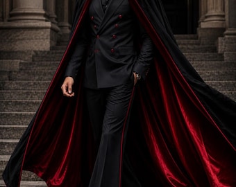 Men's  Cape Tuxedo Suit | Gothic Wedding Formal Suit | Vampire Cosplay Cloak Blazer | Steampunk Victorian Tailored Groom Suit