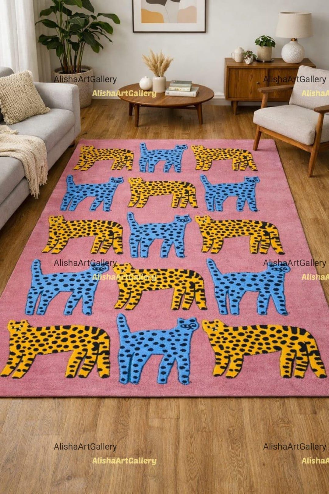 Pink Leopard Print Rug – Modern Animal Carpet for Playroom & Nursery - Etsy