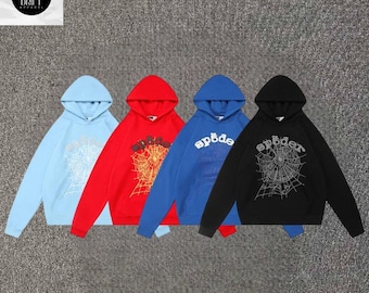 Sudadera con capucha Sp5der Web Graphic, sudadera estilo streetwear