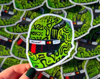 Lando Norris helmet sticker | Glitter - waterproof | Formula 1, F1, vinyl sticker, McLaren decal