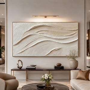 Large Beige Textured Wall Art, Heavy 3D  Canvas art, Wabi Sabi Minimalist Painting, Neutral Organic Modern Living Room Decor