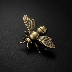Figurine abeille en laiton massif, animal de compagnie de bureau insecte vintage, cadeau déco nature bourdon réaliste