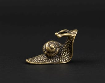 Figura de caracol de latón macizo, escultura vintage de animal de jardín, decoración de escritorio, regalo para él