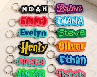 Personalized 3D Printed Name Keychain, Custom Backpack Tag, Kids Bag Accessory