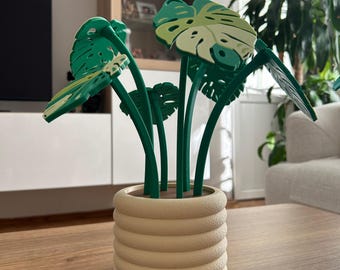 Magnetic Monstera Coaster Set with Storage Planter, 6 Leaf Coasters, Custom Colors, 3D Printed Gift for Plant Lovers