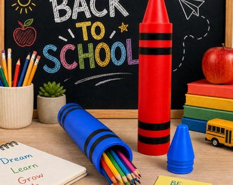 Giant Crayon Pencil Holder | Personalized Crayon Pencil Case | Custom Pencil Case | 3D Printed | Back to School Gift