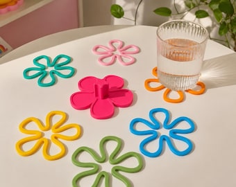 Cartoon Flower Colorful Coaster Set, Bikini Bottom Coasters
