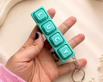 Personalized Name Keyboard Clicker Keychain, 3D Printed Fidget Toy, Mechanical Clicker, LED Lights