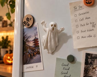 Halloween Ghost Fridge Magnet, Glow in the Dark Ghost Magnet, Cute Spooky Refrigerator Decor, 3D Printed Halloween Kitchen Decor