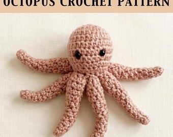 Patrón de pulpo a crochet para principiantes / Peluche de criatura marina amigurumi (descarga en PDF)