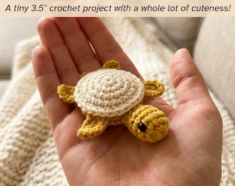 Patrón de tortuga de ganchillo sin costuras, tortuga amigurumi fácil en PDF, juguete de ganchillo para principiantes, patrón de ganchillo pequeño, descarga instantánea DIY