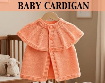Patrón de tejido de cárdigan para bebé de arriba hacia abajo, chaqueta de punto sin costuras, conjunto de verano (descarga en PDF)