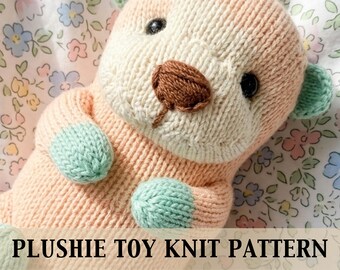 Patrón de tejido de nutria marina en PDF / Patrón de muñeco de nutria / Lindo peluche de nutria tejido / Patrón de peluche suave imprimible / Regalo DIY / Descarga digital