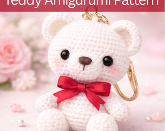 Teddy Bear Crochet Pattern Amigurumi | Pocket Hug, Keychain Charm (PDF Pattern)