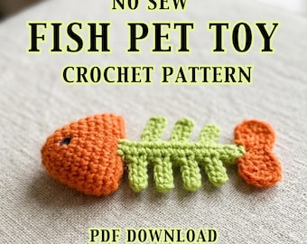 No Sew Fish Cat Toy Crochet Pattern |Easy Beginner Kitty Amigurumi Pet Crochet |Stuffed Plushie Handmade Gift | Catnip Chew Toy PDF Pattern