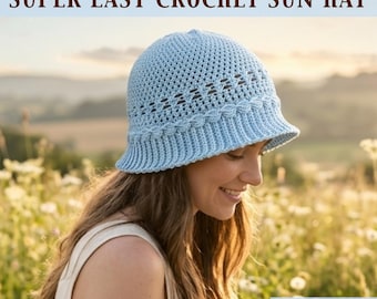 Crochet Hat Pattern PDF, Crochet Sun Hat, Summer DIY Hat Pattern, Bucket Hat Crochet Pattern, Easy Beginner Crochet Hat, Instant Download