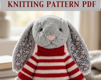 Jellycat Bunny Cardigan Knitting Pattern | Striped Sweater PDF (Digital Download)