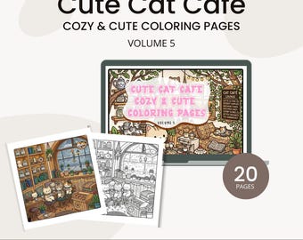 Cozy Cat Cafe Coloring Pages Volume 5 (20 Pages)