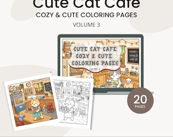 Cat Cafe Coloring Pages Volume 3: Cozy Scenes (Digital Download)