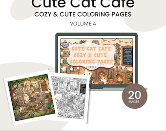 Cozy Cat Cafe Coloring Pages Volume 4 (Digital Download)