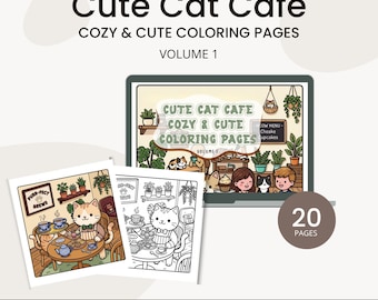 Cozy Cat Cafe Coloring Pages Volume 1 (Digital Download)