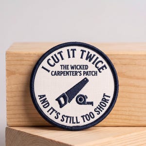 Embroidered Funny Carpenter Patch Hand Saw Iron On Woodworker Tool Round Badge