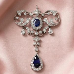 サファイアブローチ - Etsy 日本