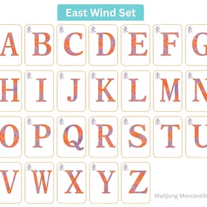 Mahjong-alfabet A–Z | East Wind tegelletters, png PNGEgg | Digitale download | Feestdecoratie en POD-ontwerp