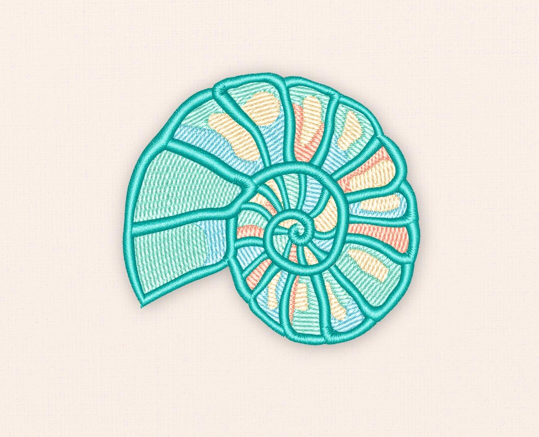 Ammonite Embroidery Design, Fossil Shell Machine Embroidery File ...
